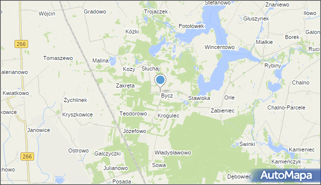 mapa Bycz, Bycz gmina Piotrków Kujawski na mapie Targeo